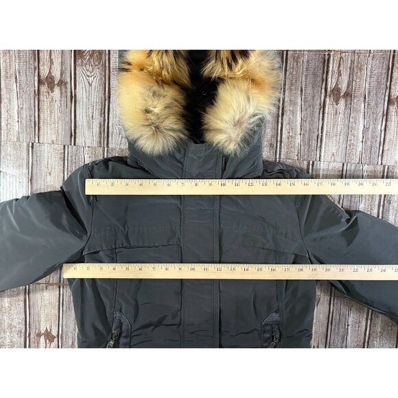 Parajumpers Selma Down fur trim Masterpiece series Coat Parka Size M color grey - Picture 10 of 11